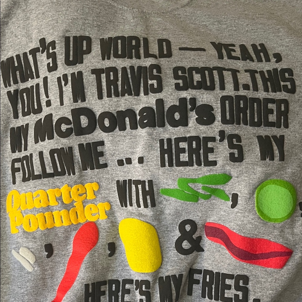 Travis Scott x McDonald’s collab sweatshirt